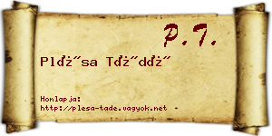 Plésa Tádé névjegykártya